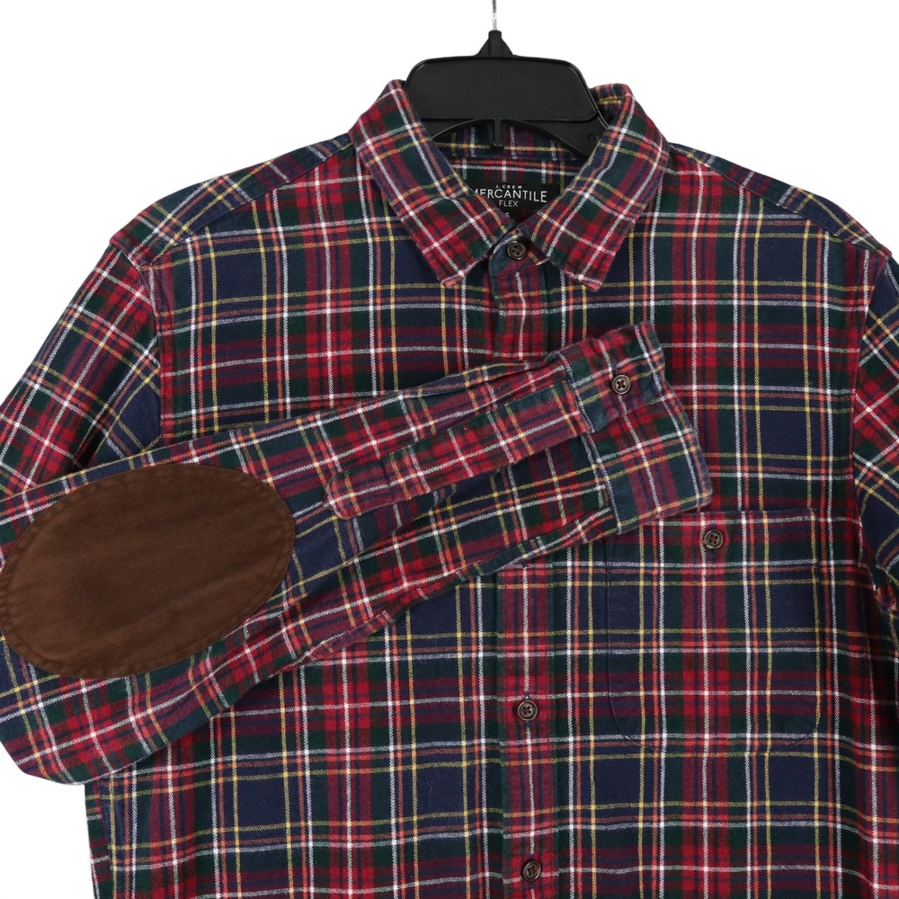 J.Crew Mercantile Heavyweight Shirt Mens S Elbow Patches Plaid Casual Smart Wear